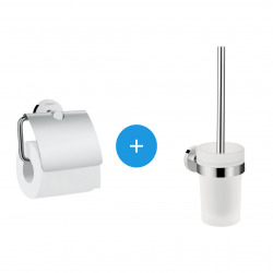 Hansgrohe Logis Universal Pack toilet brush + toilet paper holder, Chrome (41722000-DUOLOGIS)