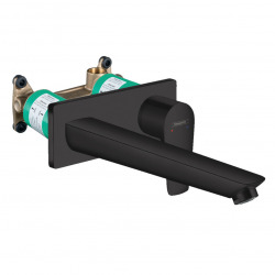 Hansgrohe Talis E Wall-mounted single-lever basin mixer set Matt black + Free-flowing drain + Concealed body (71734670-SET)