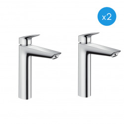 Hansgrohe Logis Set of 2 XL Basin Mixers with ComfortZone 190, Chrome (71091000-DUO)