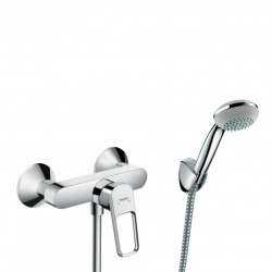 Hansgrohe Logis Loop Shower set mixer + Hand shower 1 jet + Flexible + Wall bracket, Chrome (71247000-PORTER)