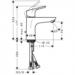 Hansgrohe Focus Set of 2 CoolStart basin mixers, with pull cord and drain, Chrome (31621000-DUO)
