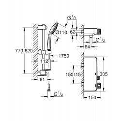  Grohtherm SmartControl Thermostatic shower mixer 1/2" with shower set, Chrome (34721000)