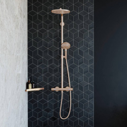 Hansgrohe Raindance Select S Showerpipe 240 1jet PowderRain with thermostatic shower mixer, polished gold-optic (27633990)