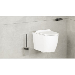  Simply R PVD Wall mounted toilet brush with glass holder, Gun metal (SATDSIMR37GM)