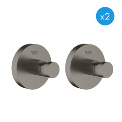 Grohe Essentials Set of 2 Wall Hooks, Brushed Hard Graphite (40364AL1-DuoEssential)