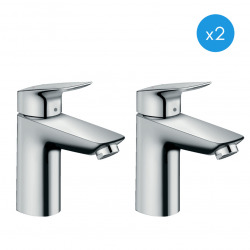 Hansgrohe Logis Set of 2 Single lever basin mixers 100 with pop-up waste, Chrome (71100000-DUO)