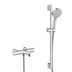 Hansgrohe Ecostat Set Thermostatic bath/shower mixer + Unica shower rail + 2 spray hand shower, Chrome (13201000-Vernis)