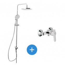 Swiss Aqua Technologies Shower set with mixer + 3-spray hand shower, bar with slider + XXL 254 mm integrated head shower, Chrome (SATPIPET-BauEdge)