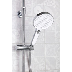 Shower set with mixer + 3-spray hand shower, bar with slider + XXL 254 mm integrated head shower, Chrome (SATPIPET-BauEdge)  Shower set with mixer + 3-spray hand shower, bar with slider + XXL 254 mm integrated head shower, Chrome (SATPIPET-BauEdge)