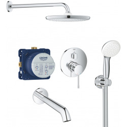 Grohe Essence Concealed Shower Set with XXL 250 Head Shower, 2-Spray Hand Shower and Bath Spout, Chrome (25219001-Bain)