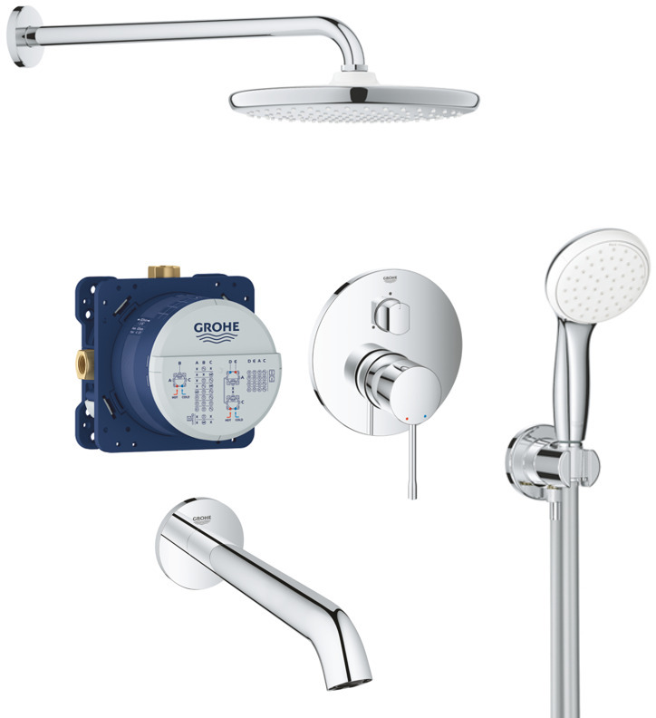 Grohe Essence Concealed shower set with XXL 250 overhead shower, 2jet