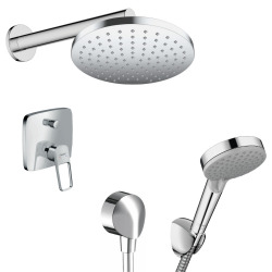 Hansgrohe Logis Loop Concealed shower set with single lever mixer, overhead shower, hand shower, Chrome (71264000-Vernis1)