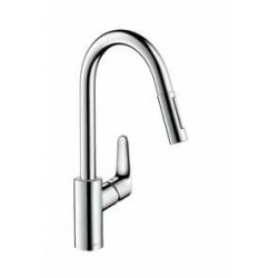 Hansgrohe Focus M41 Single lever kitchen mixer 240 with pull-out spray, 2 spray modes, Chrome (31815000)