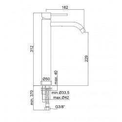  High sink mixer without pull-rod and emptying (LIG081CR)