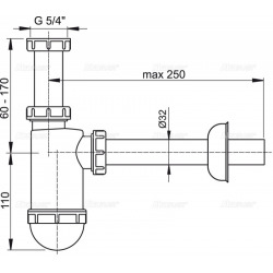 Washbasin trap DN32 with nut 5/4 " (A430)  Washbasin trap DN32 with nut 5/4 " (A430)