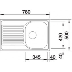 Blanco TIPO 45 S Compact sink 780x500 mm, Glossy stainless steel (513441)