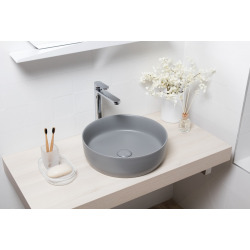 Swiss Aqua Technologies Infinitio countertop basin without overflow 39 x 39 x 12 cm, Matt grey (SATINF3939LGRM)