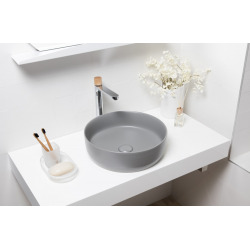 Swiss Aqua Technologies Infinitio countertop basin without overflow 39 x 39 x 12 cm, Matt grey (SATINF3939LGRM)