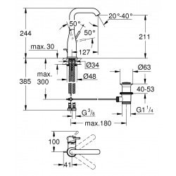 Essence Single-lever basin mixer 1/2" L-Size, brushed Cool Sunrise (32628GN1)  Essence Single-lever basin mixer 1/2" L-Size, brushed Cool Sunrise (32628GN1)