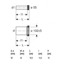  Connection set for wall-hung WC, length 18.5 cm (152.426.46.1)