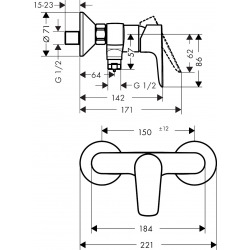 Talis E Single lever manual shower mixer for exposed installation, Matt black (71760670)  Talis E Single lever manual shower mixer for exposed installation, Matt black (71760670)