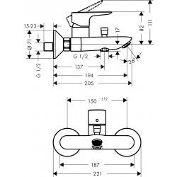  Talis E Single lever manual bath mixer for exposed installation, Matt white (71740700)